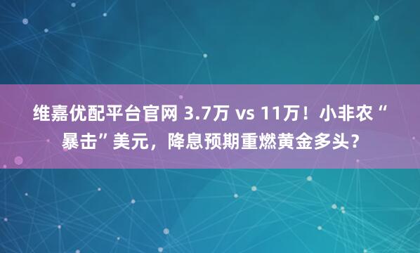 维嘉优配平台官网 3.7万 vs 11万！小非农“暴击”美元，降息预期重燃黄金多头？