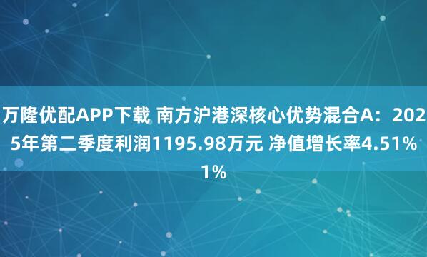 万隆优配APP下载 南方沪港深核心优势混合A：2025年第二季度利润1195.98万元 净值增长率4.51%